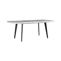 table à manger extensible 160/200 x 90 cm plateau effet marbre blanc et pieds acier noir design glamour pour intérieur rétro ou moderne beliani