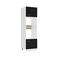 vidaxl armoire à micro-ondes placard armoire de rangement meubles de cuisine avec 4 etagères intérieur maison noir 60x57x207 cm aggloméré