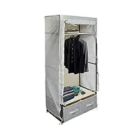 msv armoire en tissu xl avec 2 tiroirs - pliable - en tissu - avec tringle à vêtements - 75 x 45 x 160 cm