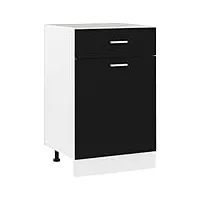 vidaxl armoire de plancher à tiroir placard armoire de rangement meuble de cuisine avec 1 tiroir et 2 etagères intérieur noir 50x46x81,5 cm aggloméré