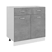 vidaxl armoire de plancher placard armoire de rangement meuble de cuisine avec 1 tiroir et 2 etagères intérieur gris béton 80x46x81,5 cm aggloméré