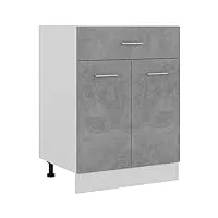 vidaxl armoire de plancher placard armoire de rangement meuble de cuisine avec 1 tiroir et 2 etagères intérieur gris béton 60x46x81,5 cm aggloméré