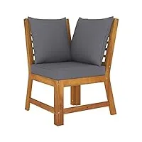 vidaxl canapé d'angle sectionnel avec coussin canapé d'extérieur meuble de jardin patio salon terrasse intérieur gris foncé bois d'acacia