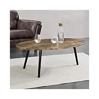 table basse de style Élégant pour salon table avec pieds solides en bois mdf revêtu pvc 110 x 60 x 40 cm effet bois foncé noir