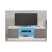 panana led meuble tv en mdf verre avec 2 compartiments de stockage sur salle de séjour, salon et chambre à coucher etc, 120 x 39 x 40 cm (gris)