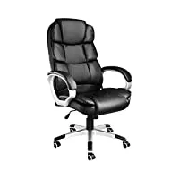 tectake® chaise de bureau chaise gaming fauteuil de bureau fauteuil pivotant design, siege ergonomique, fauteuil avec accoudoirs, appui-tête rembourré, roulette teletravail - noir