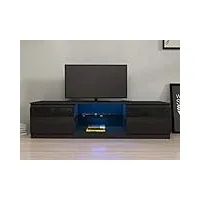 meuble tv avec led en verre sur salle de séjour, salon et chambre à coucher etc, 160 x 39 x 40 cm, poids: 25 kg, noir