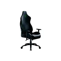 razer iskur x - chaise de jeu ergonomique (chaise de bureau, design ergonomique, simili cuir multicouche, rembourrage en mousse haute densité) noir-vert | standard