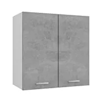 vidaxl armoire murale à 2 étagères en panneau de particules gris béton 60 x 31 x 60 cm