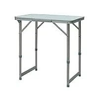 outsunny table pliante table de camping table de jardin hauteur réglable aluminium mdf blanc