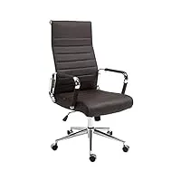 clp chaise de bureau kolumbus en véritable cuir i fauteuil de bureau réglable en hauteur pivotant piètement mécanisme a bascule intégré, couleur:marron