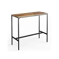 vicco table de bar fyrk, chêne rustique/noir, 120 x 50 cm