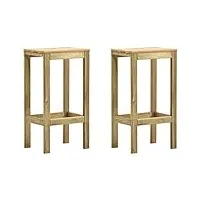 vidaxl 2x bois de pin imprégné tabourets de bar chaises de pub sièges de bistro tabourets de comptoir chaises de salle à manger cuisine maison