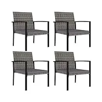 vidaxl 4x chaises de salle à manger de jardin fauteuils d'extérieur chaises à dîner siège d'extérieur patio terrasse résine tressée gris