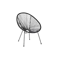 chaise fauteuil type spaghetti en rotin pe noir et acier design original pour salon chambre terrasse ou jardin moderne et industriel belianii