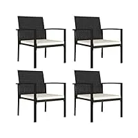 vidaxl 4x chaises de salle à manger de jardin fauteuils d'extérieur chaises à dîner siège d'extérieur patio terrasse résine tressée noir