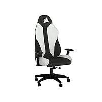 corsair tc70 remix fauteuil gaming (forme détendue, revêtement en cuir synthétique et en tissu doux, support lombaire en mousse intégré, accoudoirs hautement ajustables, d’assemblage facile) blanc