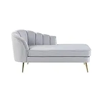 chaise longue méridienne côté gauche en velours gris avec pieds métalliques dorés design 100 % glamour et rétro confortable et Élégante beliani