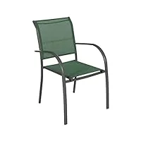 hespéride fauteuil de jardin empilable piazza vert olive & graphite