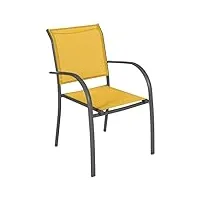 hespéride - fauteuil de jardin empilable piazza jaune moutarde & graphite