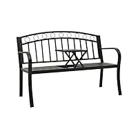 vidaxl banc de jardin avec une table banc de terrasse banc d'extérieur meuble de jardin patio meuble de parc arrière-cour 125 cm acier noir