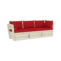 vidaxl canapé palette à 3 places de jardin avec coussins sofa de patio meuble d'extérieur canapé de terrasse porche salon intérieur bois d'epicéa