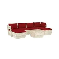 vidaxl epicéa imprégné salon de jardin palette 7 pcs avec coussins meubles de terrasse mobilier de jardin meubles d'extérieur mobilier de patio