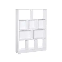 homcom bibliothèque étagère meuble de rangement 5 niches + 5 étagères panneaux particules blanc