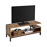 yaheetech meuble tv bas table tv support de télévision en bois pour salon chambre salle à manger à 3 niveaux style industriel marron rustique 106 x 39,5 x 40 cm