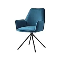 chaise de salle à manger hwc-g67, chaise de cuisine, pivotante, auto-position - velours, bleu turquoise