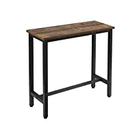 woltu 1 x table de bar table de bistrot structure en métal plateau en aggloméré,table haute table à manger 100x40x100cm,bois vintage bt33hov