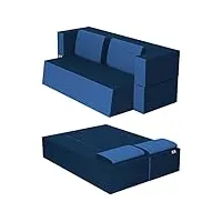 baldiflex canapé lit 2 places modèle praticho en polyuréthane et mousse à mémoire de forme, revêtement déhoussable et lavable, couleur bleue