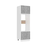 vidaxl armoire à micro-ondes placard armoire de rangement meubles de cuisine avec 4 etagères intérieur maison gris béton 60x57x207 cm aggloméré