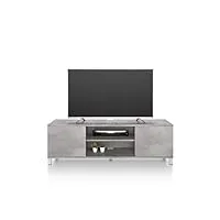 mobili fiver, meuble tv rachele, gris béton, 150 cmx42 cmx48 cm, meuble tv design pour tv jusqu'à 65'' tv, made in italy