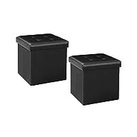 bonlife noir boîte de rangement pouf cube dé pliable petit meuble de rangement coffre a jouet charge max de 150kg 32 x 32 x 32cm paquet de 2
