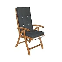detex 6x coussins de chaise anthracite 100% polyester pour chaise à dossier haut salon de jardin extérieur siège confortable