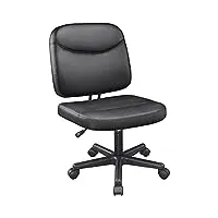 yaheetech chaise bureau siège rembourré fauteuil de bureau similicuir hauteur réglable 42-54 cm à noir