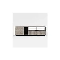 tousmesmeubles meuble tv 1 porte 1 tiroir bois/métal - leoki - l 180 x l 45 x h 53 cm - neuf