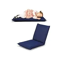 costway chaise de sol pliable, tatami inclinable en 6 position, idéal pour chambre, salon, bureau, chaise de plancher pour jeu, lecture 44 x 54,5 x 53,5cm, jusqu’à 136kg (bleu)