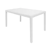 dmora - table d'extérieur portici, table à manger rectangulaire, table de jardin polyvalente effet rotin, 100% made in italy, cm 150x90h72, blanc