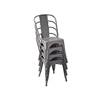 amazon basics lot de 4 chaises de salle à manger en métal, gris foncé, 51 x 43 x 85 cm