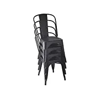 amazon basics lot de 4 chaises de salle à manger en métal, noir, 51 x 43 x 85 cm