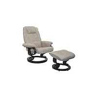 tousmesmeubles fauteuil de relaxation microfibre mastic - excelly n°1 - l 84 x l 76 x h 104 cm - neuf