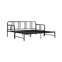 tidyard canapé-lit polyvalent extensible cadre de lit en métal noir 90x200 cm