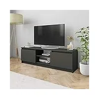skm meuble tv avec 2 tiroirs et 2 compartiments gris 120x30x35,5 cm meuble multimédia en bois d'ingénierie pour la maison de salon