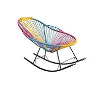 chaise longue pliante，fauteuil relax pliable，ergonomique et respirante à bascule rocking chair pour，matériau en rotin ，salon de jardin camping plage，multicolore