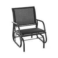 outsunny fauteuil à bascule de jardin rocking chair design contemporain métal textilène noir