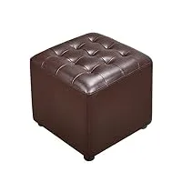 nmdcdh pouf cube rembourré en cuir, pouf repose-pieds en bois massif carré en cuir salon table basse petit banc-café couleur 40x40x35cm (16x16x14inch)