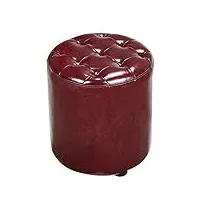 nmdcdh pouf cube rembourré en cuir, pouf repose-pieds en bois massif carré en cuir salon table basse petit banc-k 35x35x40cm (14x14x16inch)