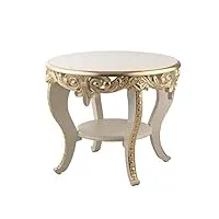 italux more light table basse baroque moderne ivoire décorée en feuille d'or